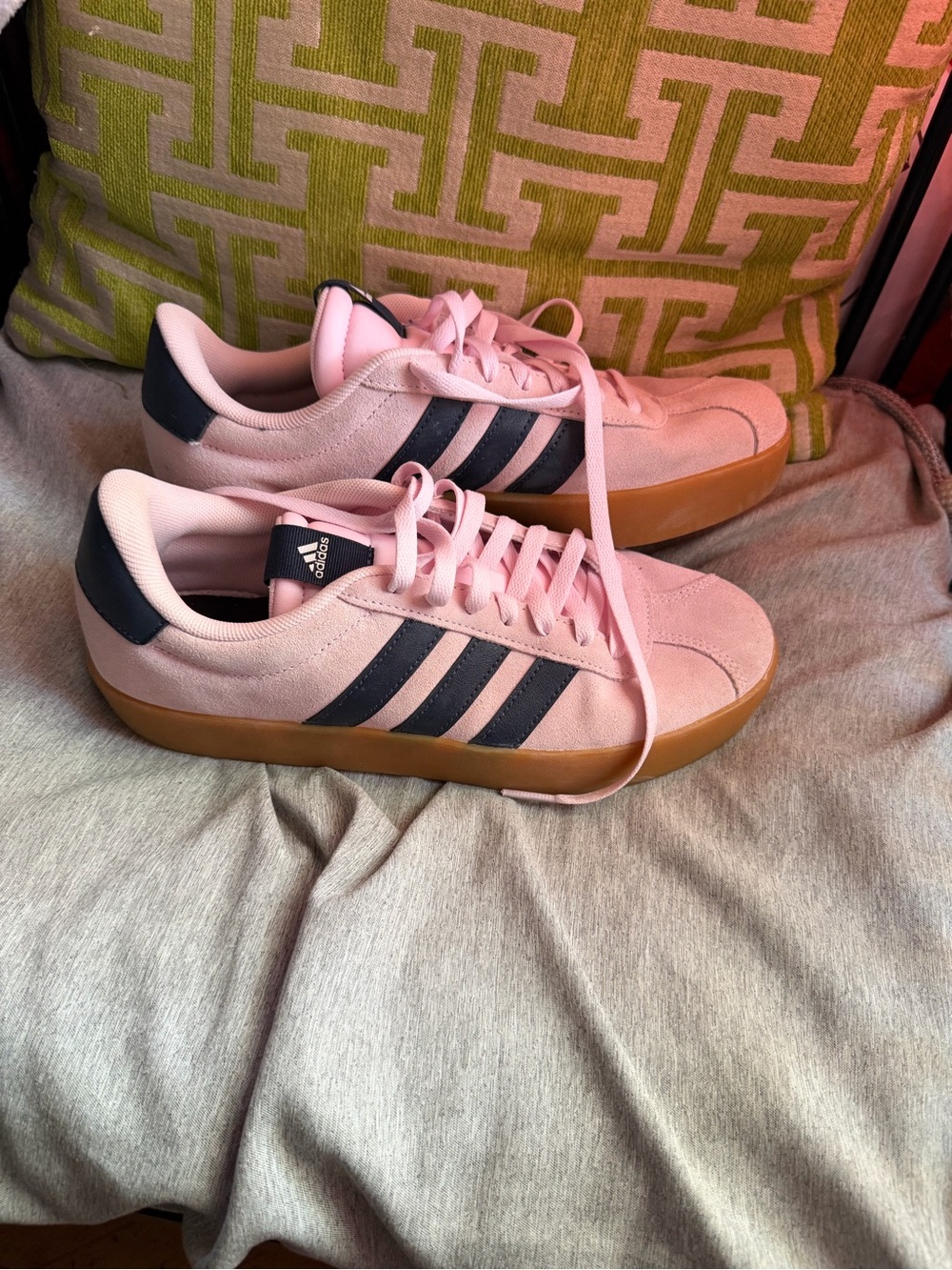 adidas Pink Suede Women's Sneakers with Black Stripes and Gum Sole